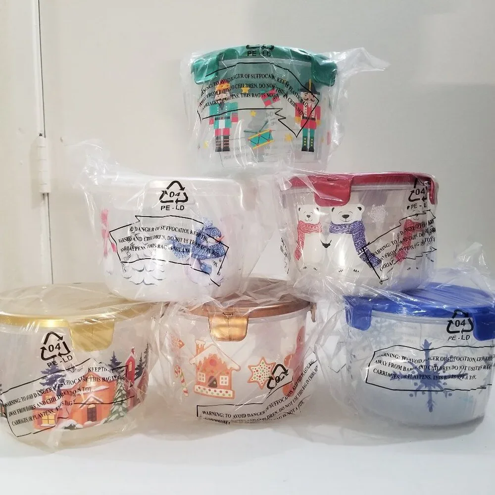 Holiday food storage containers (6 total). - Picture 1 of 13